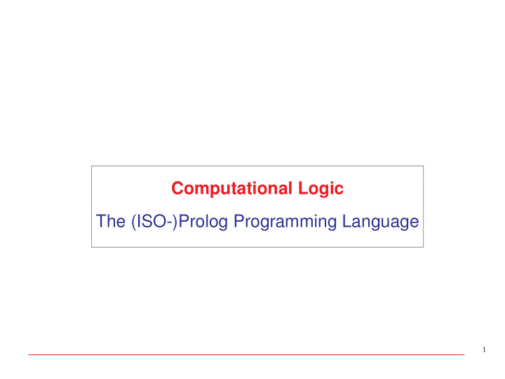 computational logic the iso prolog programming language