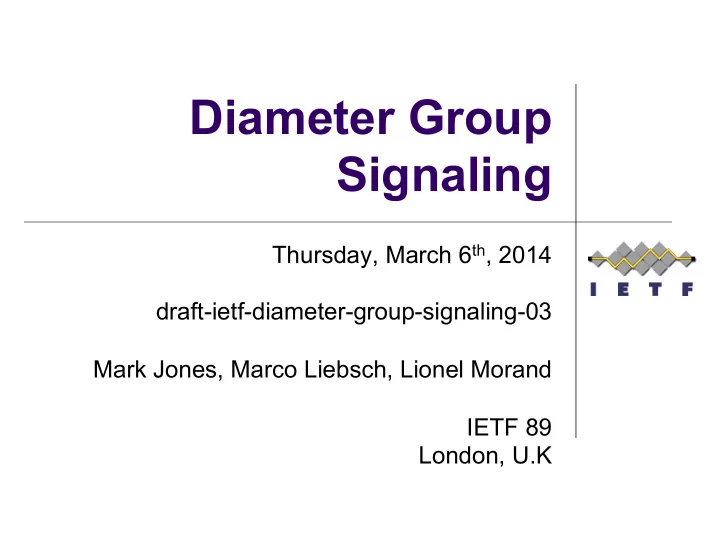 diameter group signaling
