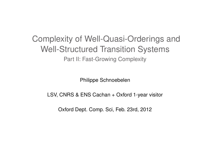 complexity of well quasi orderings and well structured