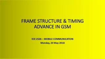 FRAME STRUCTURE &amp; TIMING  ADVANCE IN  IN GSM ECE 2526  MOBILE COMMUNICATION  Monday, 20 May