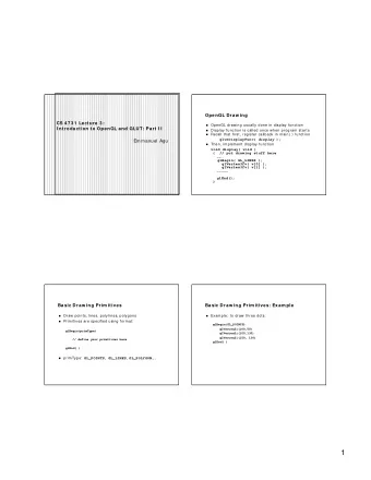 1  glBegin(  )  Param eters  glBegin(  )  Param eters  glBegin(GL_LI NE_STRI P)  glBegin(