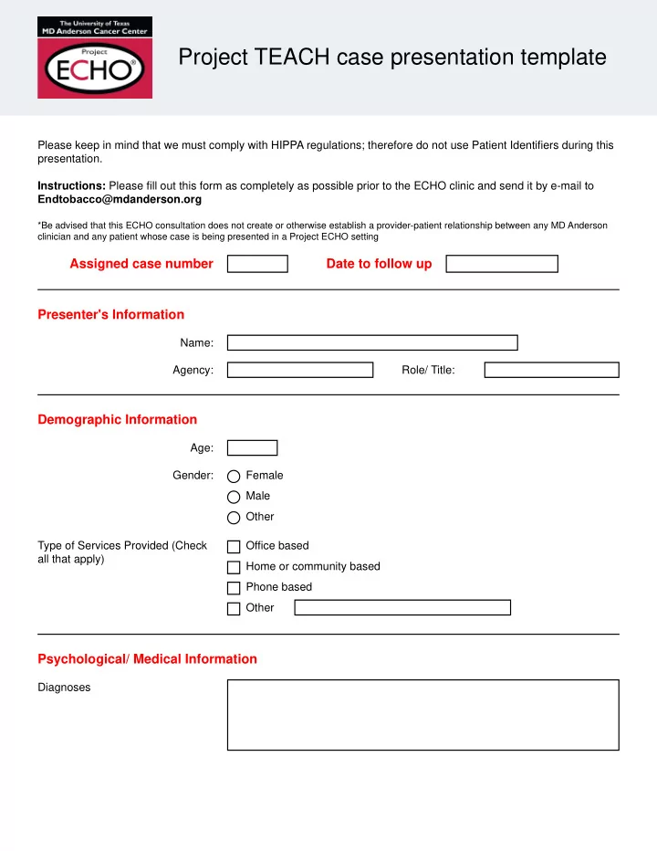 project teach case presentation template