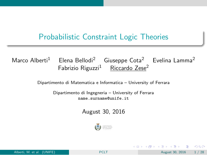 probabilistic constraint logic theories