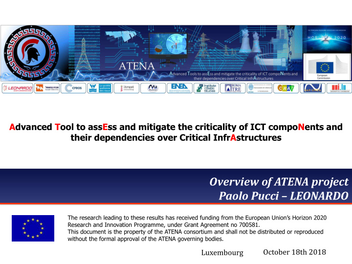 overview of atena project paolo pucci leonardo