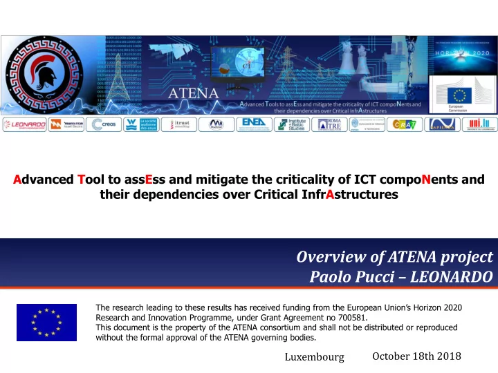 overview of atena project paolo pucci leonardo