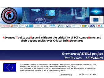 Overview of ATENA project Paolo Pucci  LEONARDO  The research leading to these results has