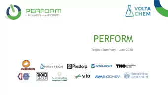 PERFORM Project Summary  June 2020  Project outline  Four year IA project budget  8.7