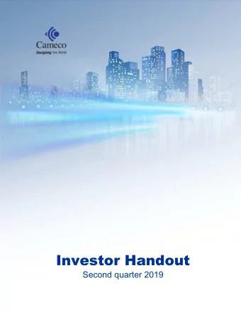 Investor Handout  Second quarter 2019  Please note that statements made in this handout, including