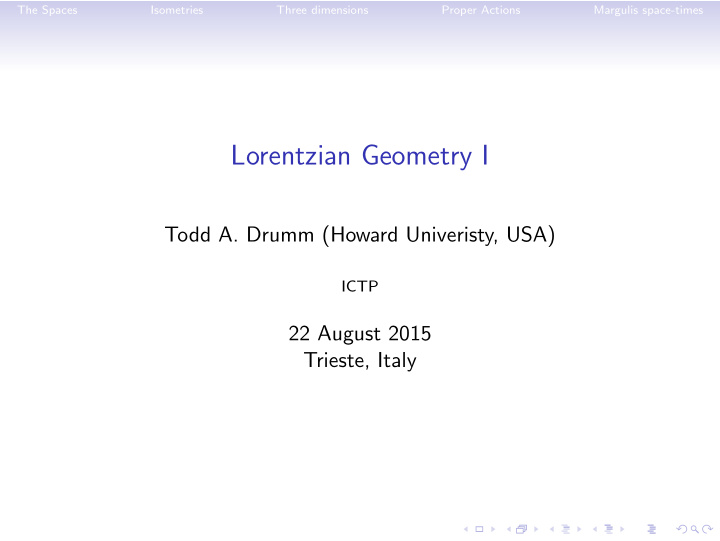 lorentzian geometry i
