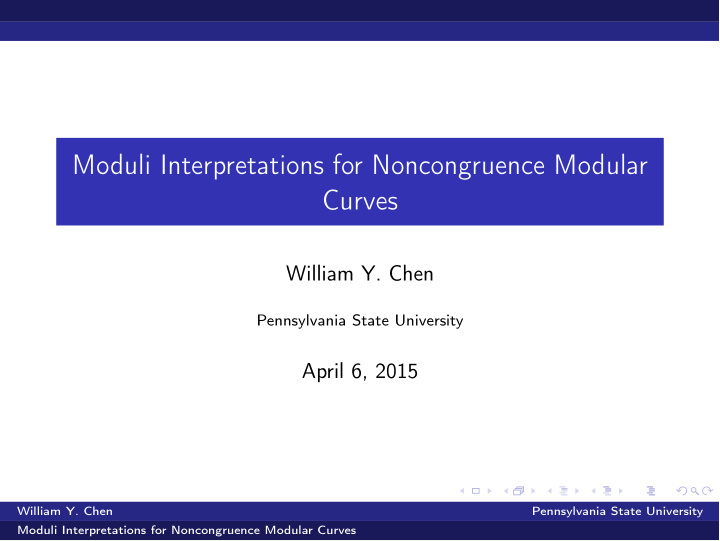 moduli interpretations for noncongruence modular curves