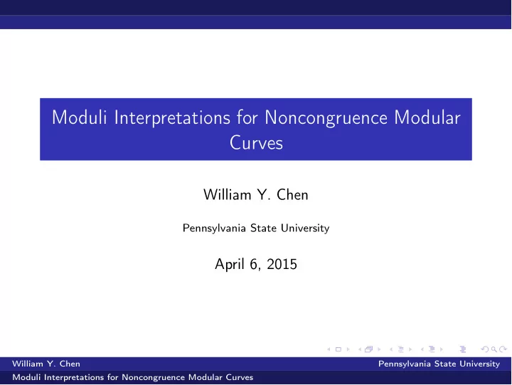 moduli interpretations for noncongruence modular curves