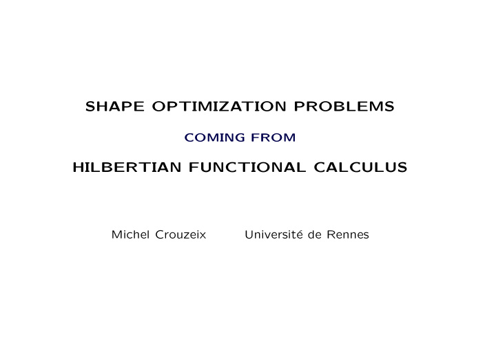 shape optimization problems
