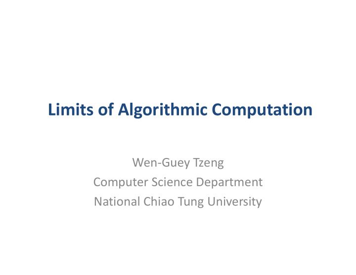 limits of algorithmic computation