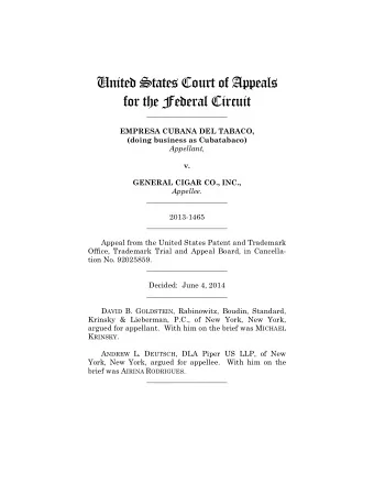 United States Court of Appeals  for the Federal Circuit  ______________________ EMPRESA CUBANA DEL
