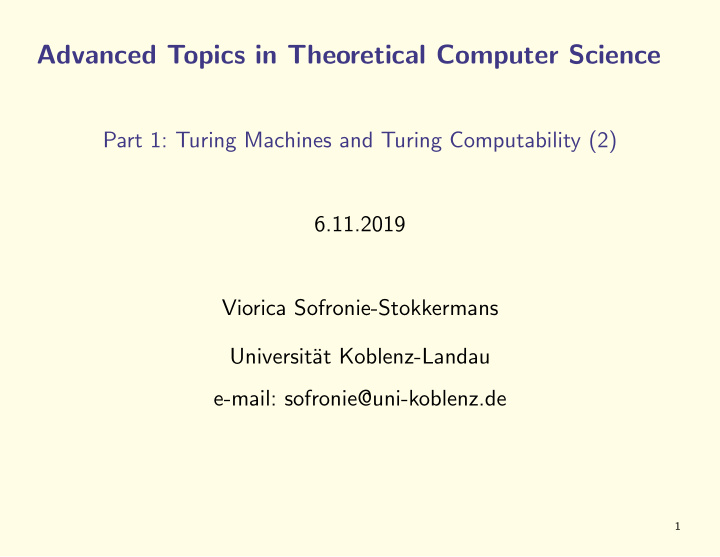 advanced topics in theoretical computer science