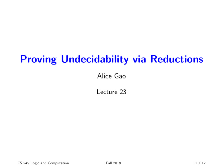 proving undecidability via reductions