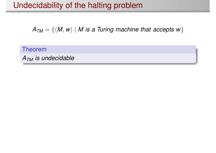 undecidability of the halting problem