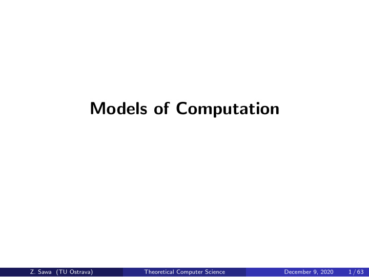 models of computation