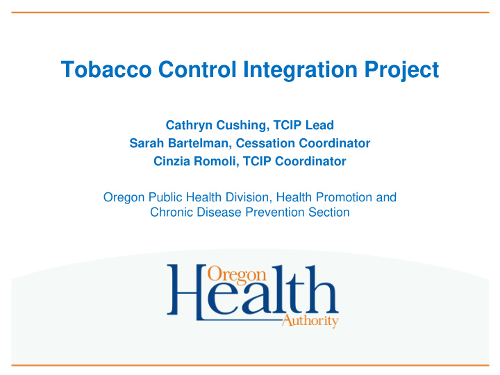 tobacco control integration project