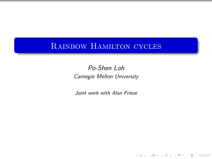 rainbow hamilton cycles