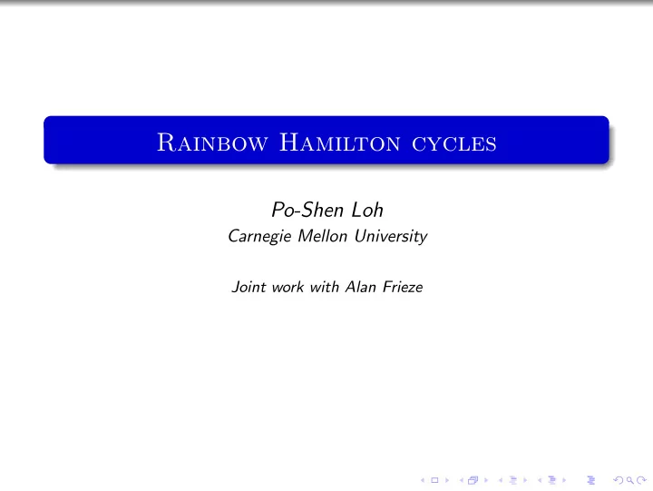 rainbow hamilton cycles