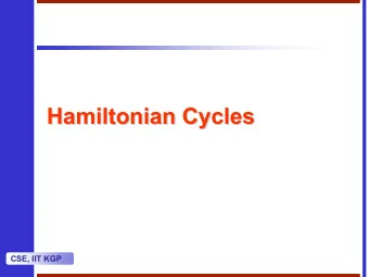 Hamiltonian Cycles  Hamiltonian Cycles  CSE, IIT KGP  Hamiltonian Cycle  Hamiltonian Cycle   A A