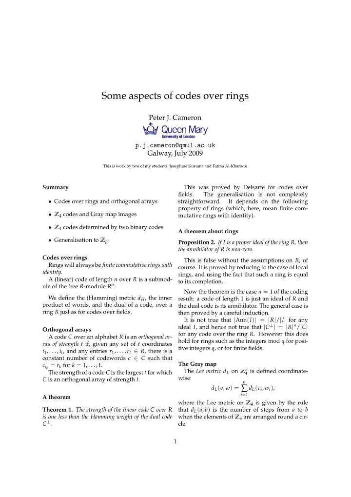 some aspects of codes over rings