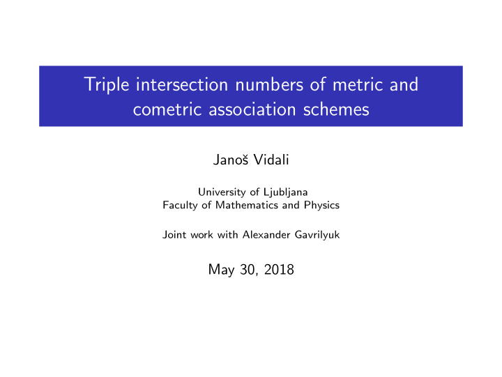 triple intersection numbers of metric and cometric