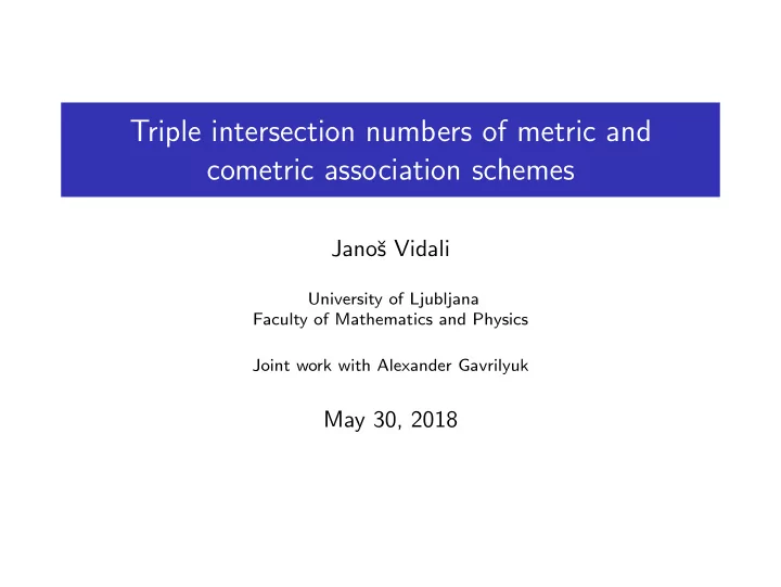 triple intersection numbers of metric and cometric