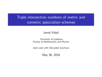 Triple intersection numbers of metric and  cometric association schemes  Jano  s Vidali