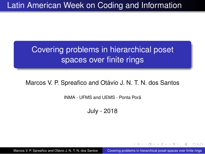 latin american week on coding and information covering