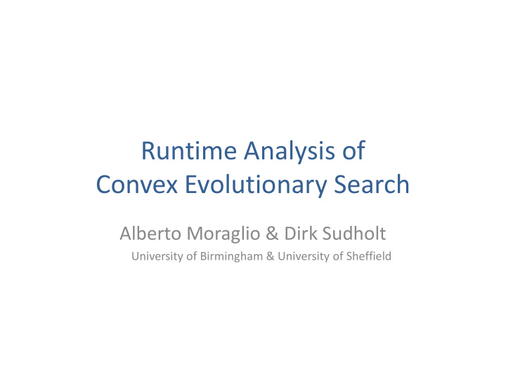 runtime analysis of convex evolutionary search convex