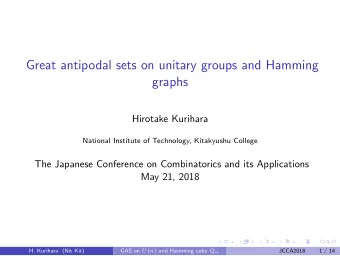 Great antipodal sets on unitary groups and Hamming  graphs  Hirotake Kurihara  National Institute