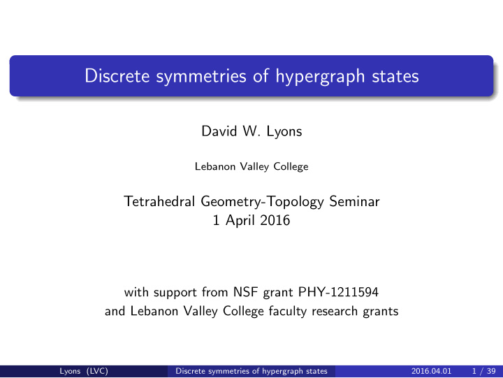 discrete symmetries of hypergraph states