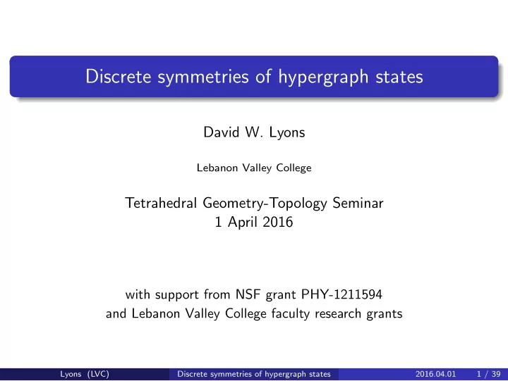 discrete symmetries of hypergraph states
