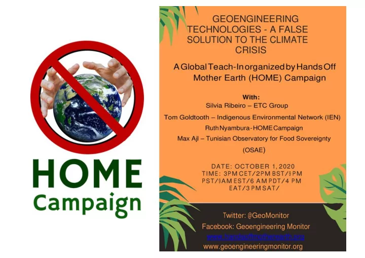 the hands off mother earth home campaign