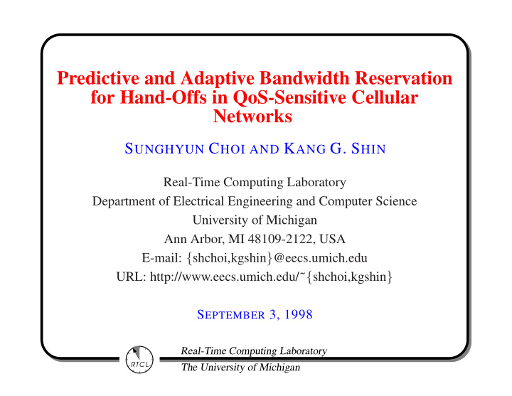 predictive and adaptive bandwidth reservation for hand