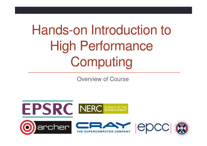 hands on introduction to high performance computing
