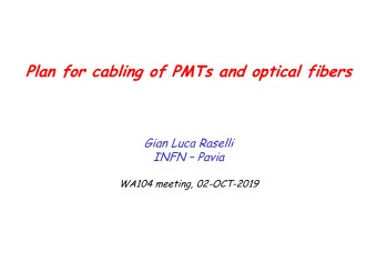 Plan for cabling of PMTs and optical fibers  Gian Luca Raselli INFN  Pavia  WA104 meeting,