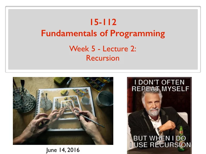15 112 fundamentals of programming