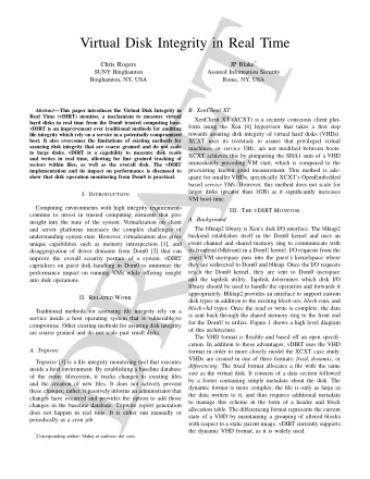 DRAFT  Virtual Disk Integrity in Real Time JP Blake *  Chris Rogers  SUNY Binghamton  Assured