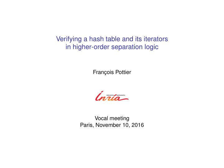 verifying a hash table and its iterators in higher order