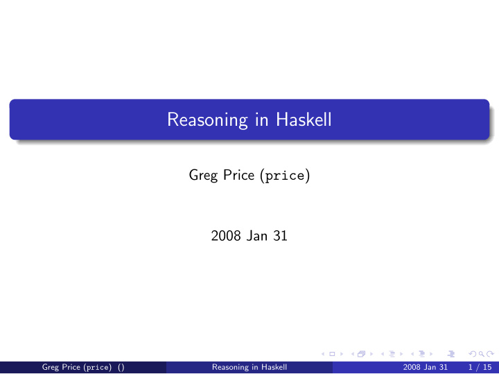 reasoning in haskell