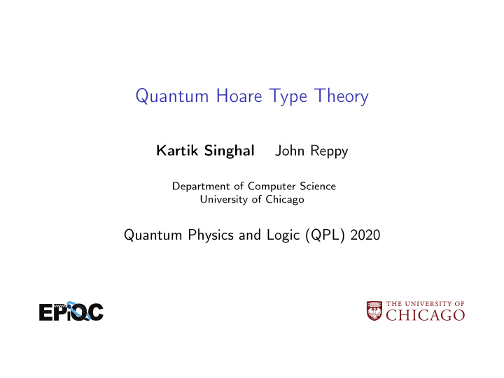 quantum hoare type theory