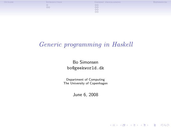 generic programming in haskell
