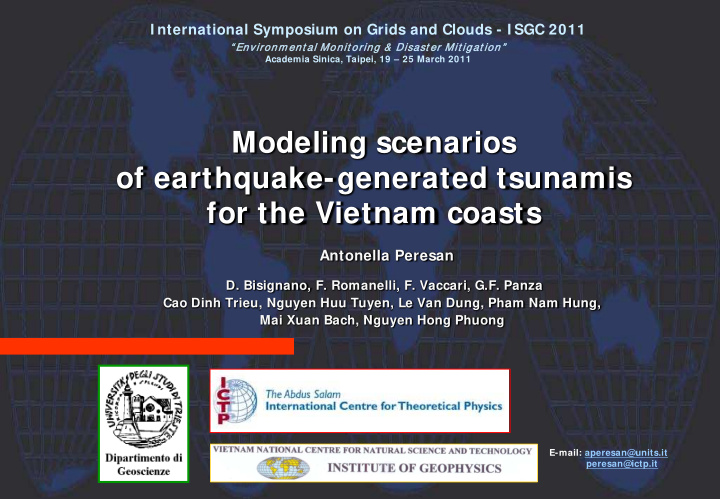 modeling scenarios of earthquake generated tsunamis for