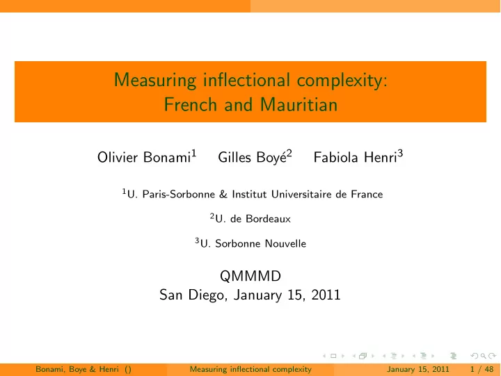 measuring inflectional complexity french and mauritian