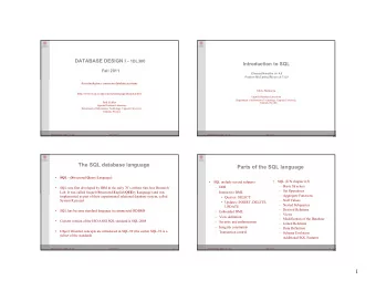 1  Basic structure  Banking example revisited    SQL is based on set and relational operations