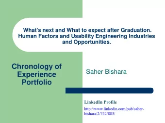 Chronology of  Saher Bishara  Experience  Portfolio  LinkedIn Profile