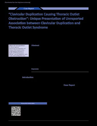 Clavicular Duplicatjon Causing Thoracic Outlet  Obstructjon: Unique Presentatjon of
